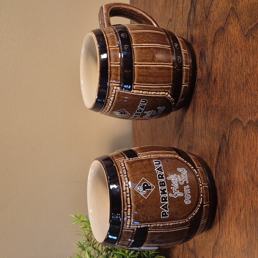 MARZI & REMY Vintage Ceramic German Parkbräu Brewery Barrel Beer Stein Mug